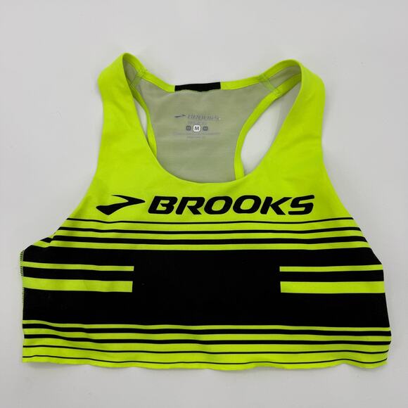 BROOKS Elite Crop Tank Shirt Size M Pullover Shelf Bra Racing Running - Picture 1 of 6